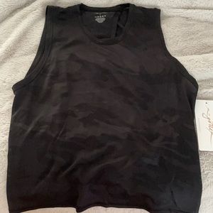 Black Camo print meshed muscle tee